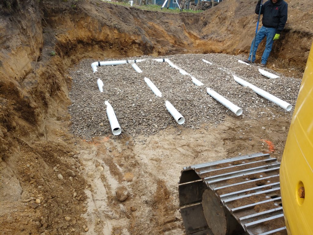 Septic system replacement showing drain field layout